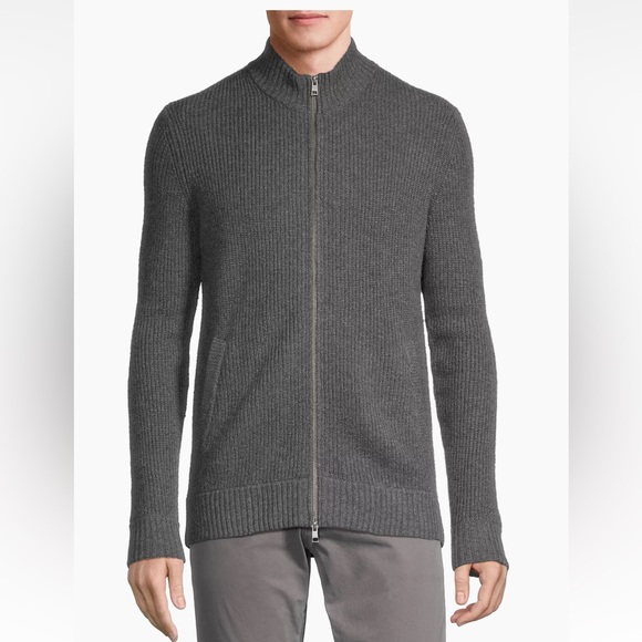 Faherty Brand Reserve Ribbed‎ Wool & Cashmere-Blend Cardigan Men's Medium Grey - Picture 1 of 12